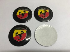 4x Abarth Fiat Wheel Centre Sticker Brand New Cap Stickers 56mm Red / Yellow