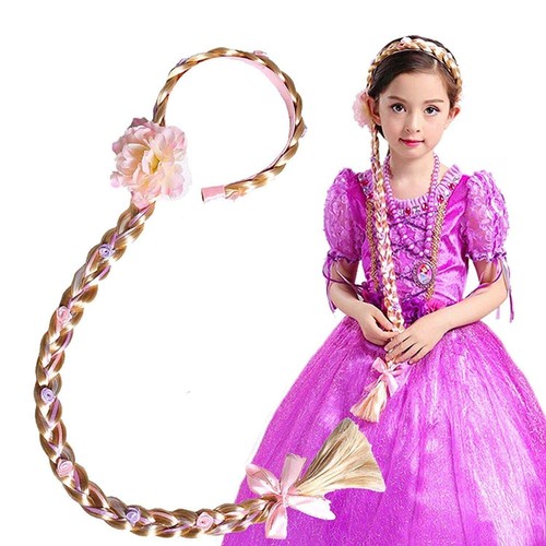 K654 Rapunzel Girls Princess Wig Headband Hair Plait Costume Accessory - Picture 2 of 10