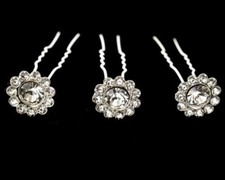 12-PACK BRIDAL CRYSTAL RHINESTONE FLOWER HAIR PINS