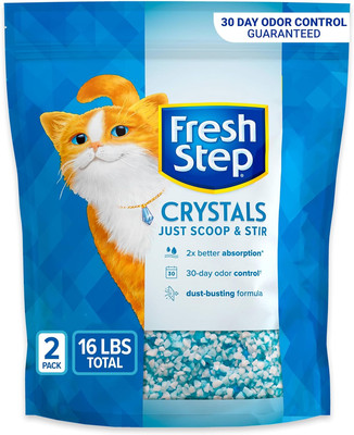 Fresh Step Crystals, Premium Cat Litter, Scented, 8 Pounds, Pack of 2 (Package M