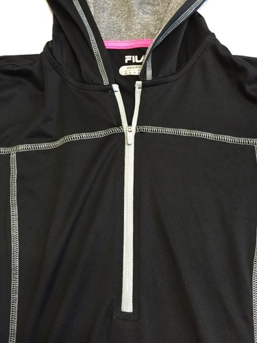 Women's Fila Black Half Zip Pullover Top With Hot Pink Trim Sz XS NWOT - Picture 5 of 7