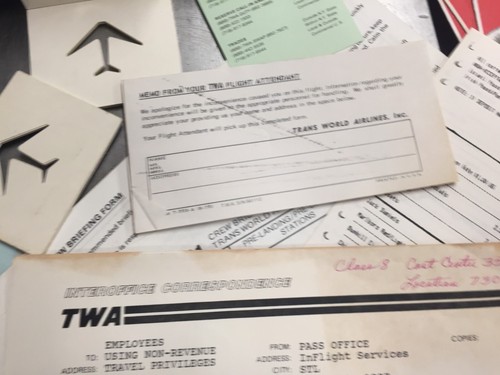 BLACK NICE! SKYWAY CASE W KEY AND CHOCK FULL OF TWA ATTENDANT PAPERWORK LOADS! - Picture 15 of 18