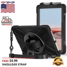 For Microsoft Surface Go 4 3 2 1 Tough Rugged Hand & Shoulder Strap Stand Case