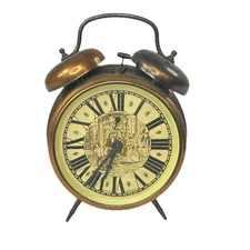 Vintage Jerger Twin Bell Copper Alarm Clock Western Germany
