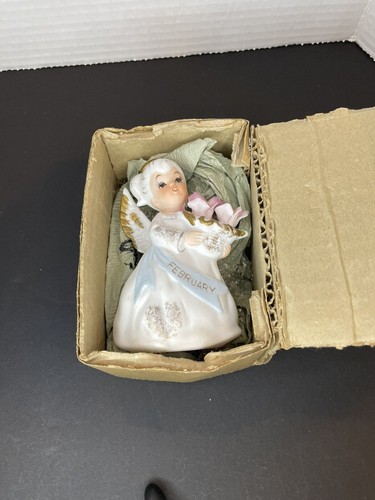 Vintage Lefton February Birthday Angel Figurine 4 Inches Original Box # 3332 - Picture 2 of 9