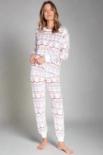 PJ Salvage Elfenbein Stay Lifted Fair Isle Pyjama Set RESTST - Bild 9 von 14