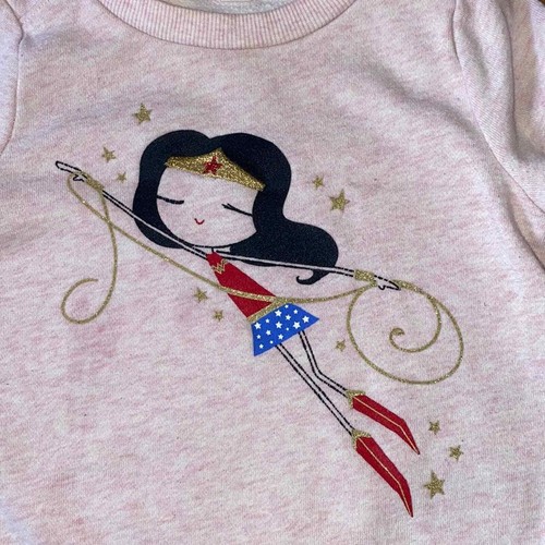 Gap BabyGap Toddler Girl DC Comics Wonder Woman Sweatshirt in Pink Heather (2T) - Picture 2 of 6