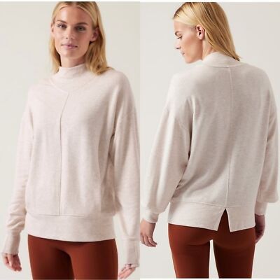 Athleta Apollo Crewneck Kangaroo Pocket Front Oversized Boxy Dolman Sweater XL