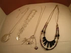 Vintage Mixed Lot of 4 Metal Silver Tone Necklaces Costume Jewelry Nine West