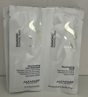 ALFAPARF SEMI DI LINO ILLUMINATING  LOW SHAMPOO + ILLUMINATING  MASK 0.35 OZ X10