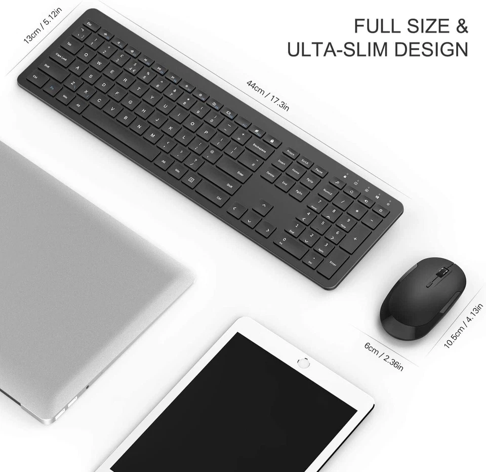 Ultra Slim Quiet Wireless USB Keyboard & Mouse with Numeric Keyboard - Black - Image 3 of 4
