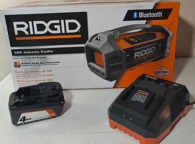 RIDGID Jobsite Radio Speaker Bluetooth Wireless R84087 18-Volt + Battery Charger