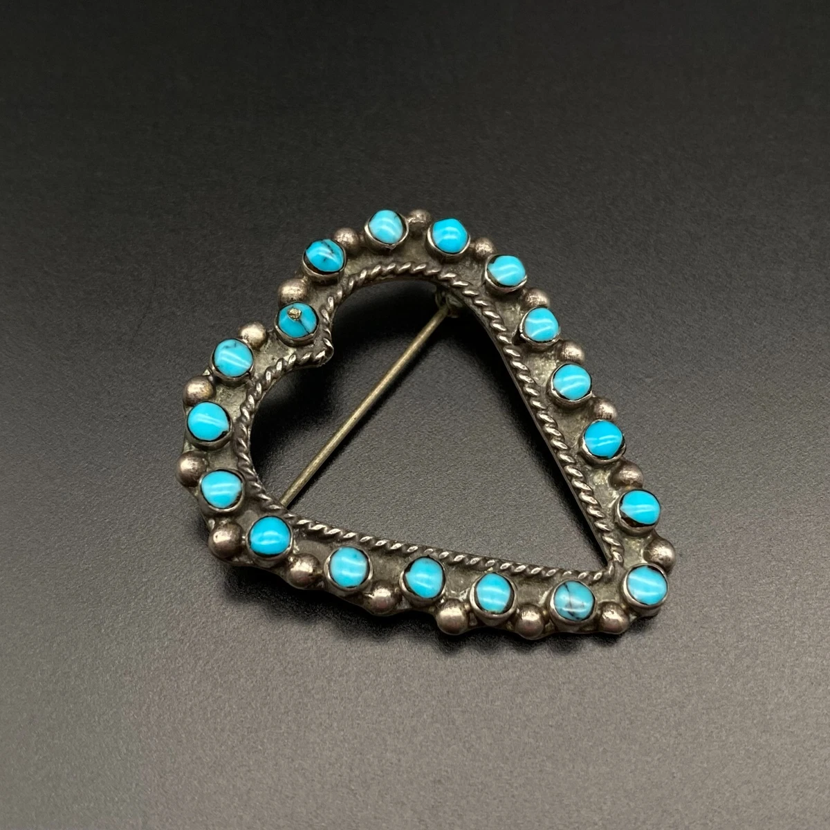 Vintage Mexico Heart Turquoise Sterling Silver Pin Brooch eBay
