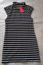 Love Culture Size S Girls Blk/White Striped Dress Short Sleeve 26" Long LC1