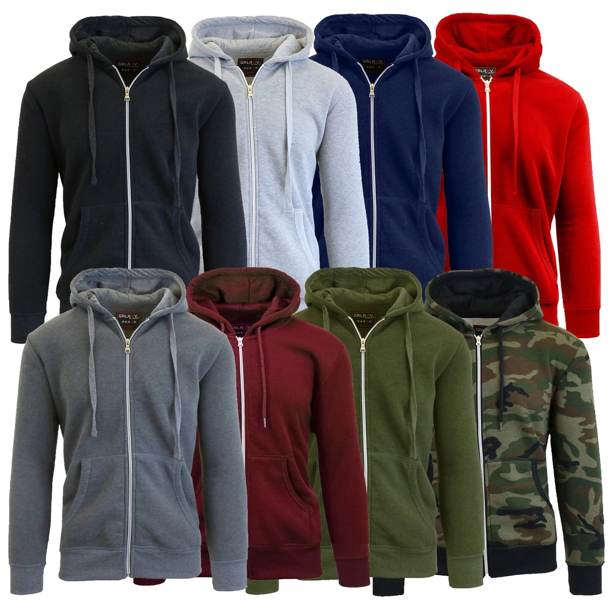 Mens Fleece-Lined Zipper Hoodie Slim-Fit Lounge Warm Jacket Sweater NEW  (S-5XL)