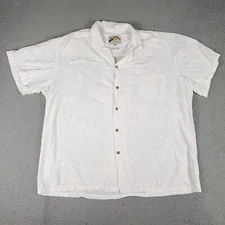 Paradise Found Shirt Mens Size 2XL White Vintage Hawaiian Button Up *