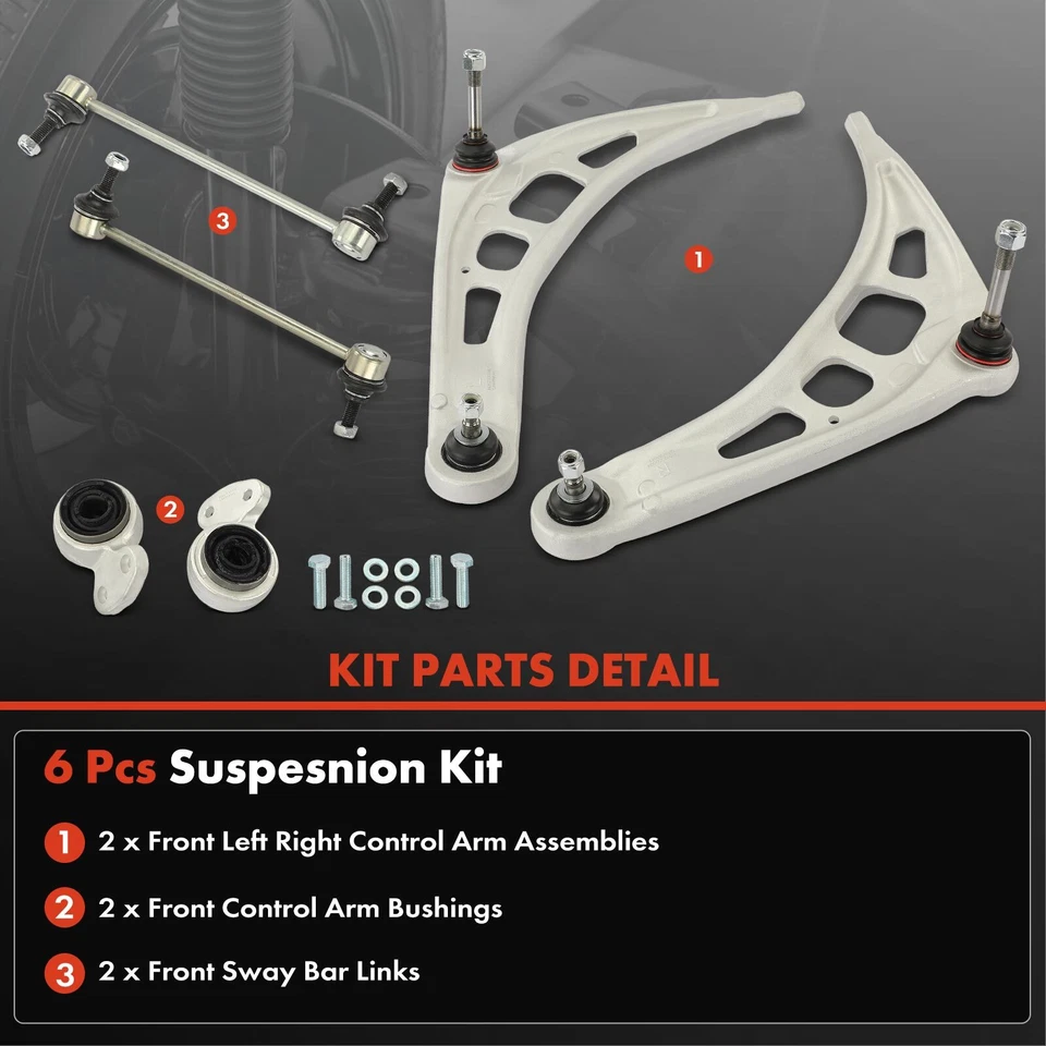Brazo de control delantero y brazo de control buje barra estabilizadora 6 piezas para BMW 325CI 325I Z4 Foto 3 de 4