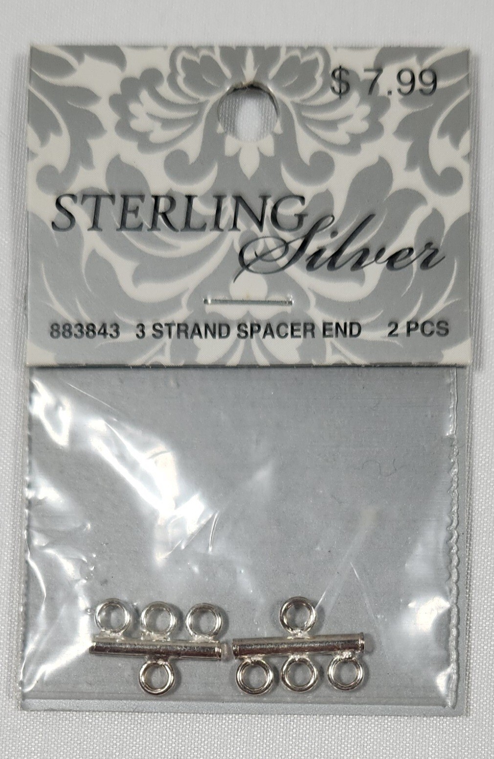 Sterling Silver 3 Strand Spacer Ends 2 PCS Jewelry Repair
