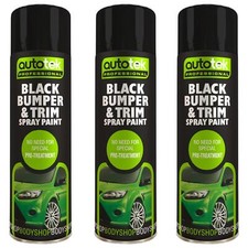 Black Bumper & Trim Aerosol Spay Paint 500ml Fast Dry AutoTek Professional x3