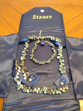 Stauer Cayman Emerald 18" Necklace Bracelet & Earring Set With Original Case