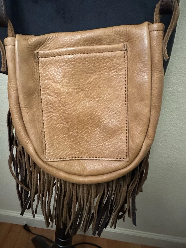 Tan and Brown Fringe Crossbody Bag - Image 4 of 4