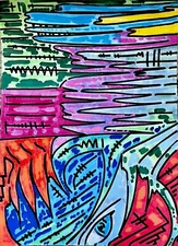 Modern Psychedelic Abstract Cubism Graffiti Art Painting Cartoon Illustration