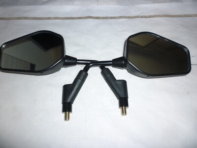 1 PAAR MOTORRAD / ROLLER SPIEGEL, M10, 10mm STD GEWINDE, SCHWARZ SARG STIL