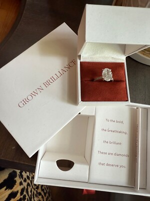 Grown Brilliance Engagement Ring- 4.04 Carat Oval Ideal Cut E-VS1 Lab Created