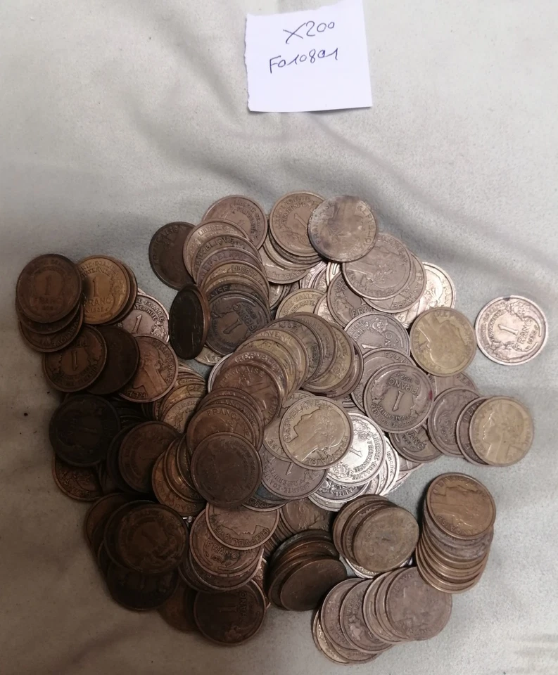 Lot monnaies françaises 200 pièces 1 Franc Morlon Bronze-Alu - Photo 1/1