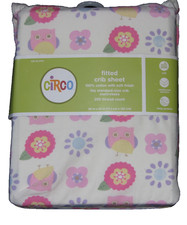 CIRCO LOVE NATURE BABY TODDLER FITTED CRIB SHEET OWL FLOWER BIRD PURPLE PINK