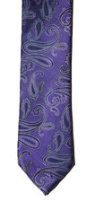 Mens Extra Long Silk Tie Purple Paisley 63 1/2 x 3 1/4 Roundtree Yorke Handmade