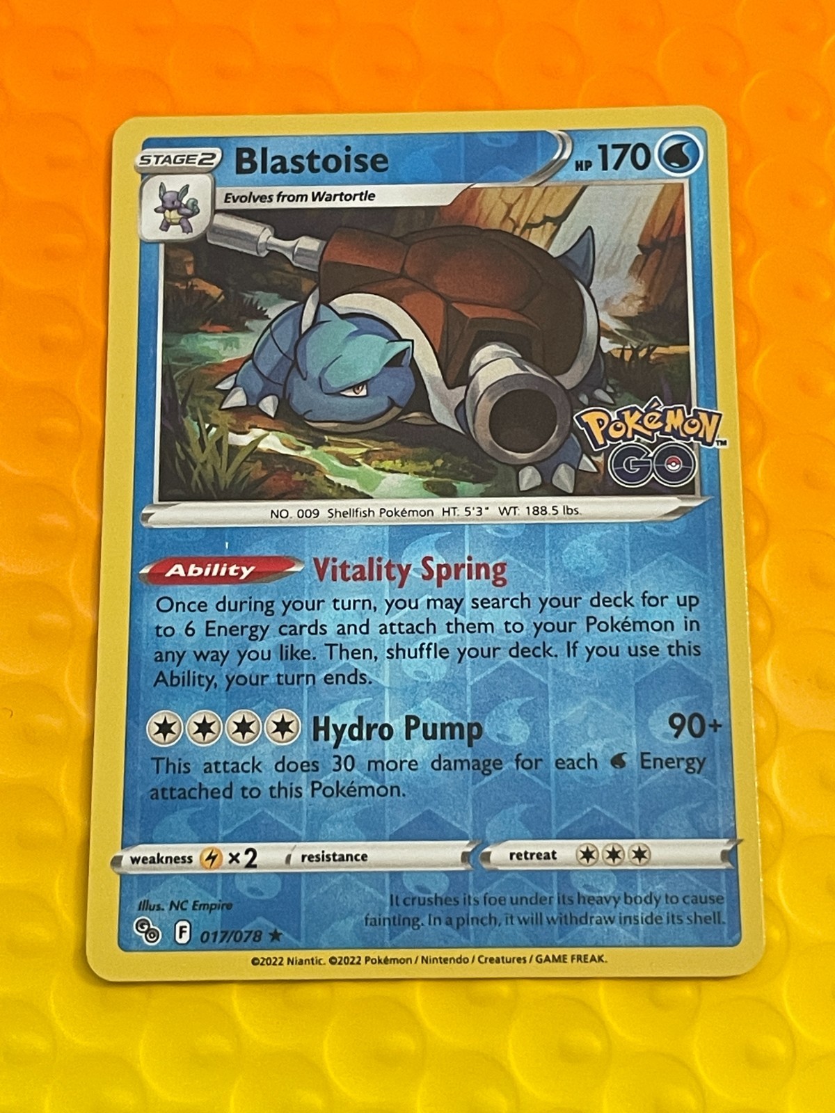 Blastoise 017/078 Reverse Holo Rare LP Condition - Pokemon GO