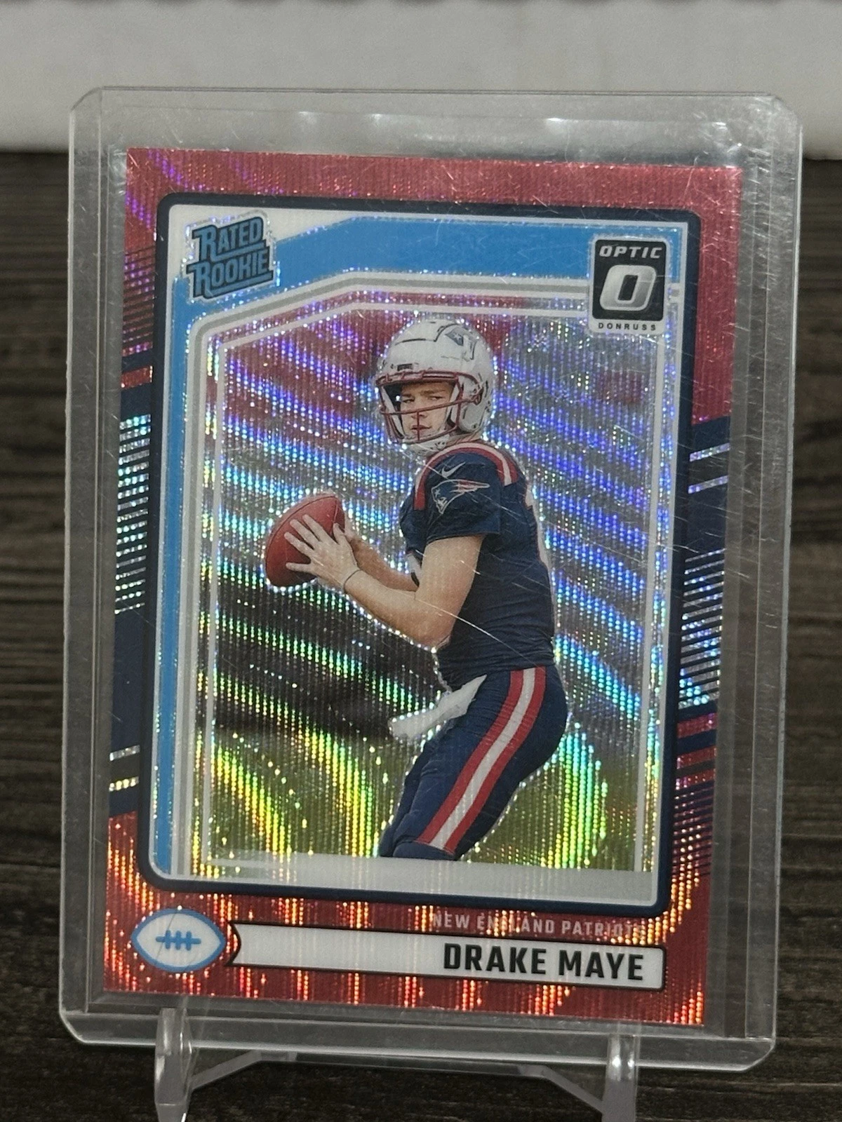2024 Panini Donruss - Rated Rookie Drake Maye #379 Optic Preview Red Wave Prizm