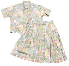 Vtg Pendleton Petite Two-Piece Set Floral Paisley Size 16 Pinks Greens Pockets