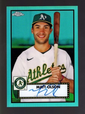 2021 TOPPS CHROME PLATINUM AQUA REFRACTOR MATT OLSON AUTO AUTOGRAPH 29/150 A'S