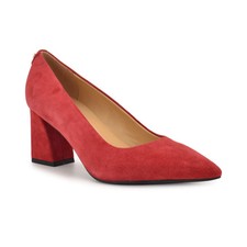 Women's Nine West Kalore 9X9 Block Heel Dress Pumps Red Suede