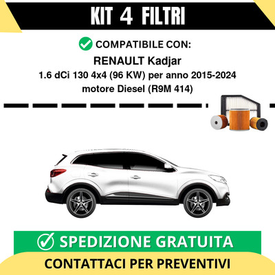 KIT TAGLIANDO ORIGINALE RENAULT KADJAR DAL 2014 1.5 DCI 4 FILTRI - Foto 13