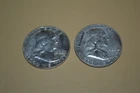 PAIR (2) 1960 AND 1962 PHILLY PROOF FRANKLIN HALF DOLLAR COINS 90% SILVER