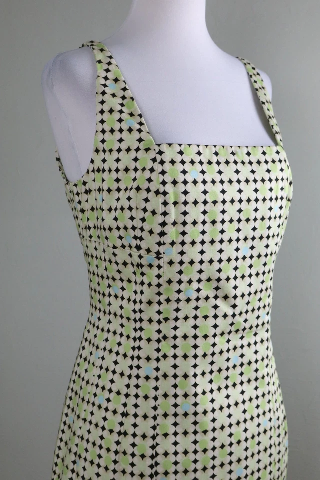 Vestido Vaina PIAZZA SEMPIONE Italia Nuevo con Etiquetas $850 Geo Estampado Cuello Cuadrado Talla IT 46 Foto 3 de 4