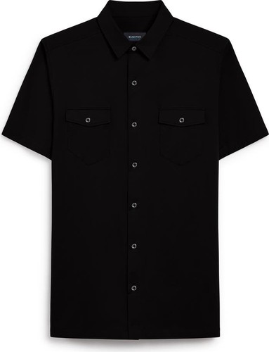 BUGATCHI OoohCotton SHORT SLEEVE BUTTON UP SHIRT 92% COTTON BLACK SIZE XL NWOT - Picture 4 of 4
