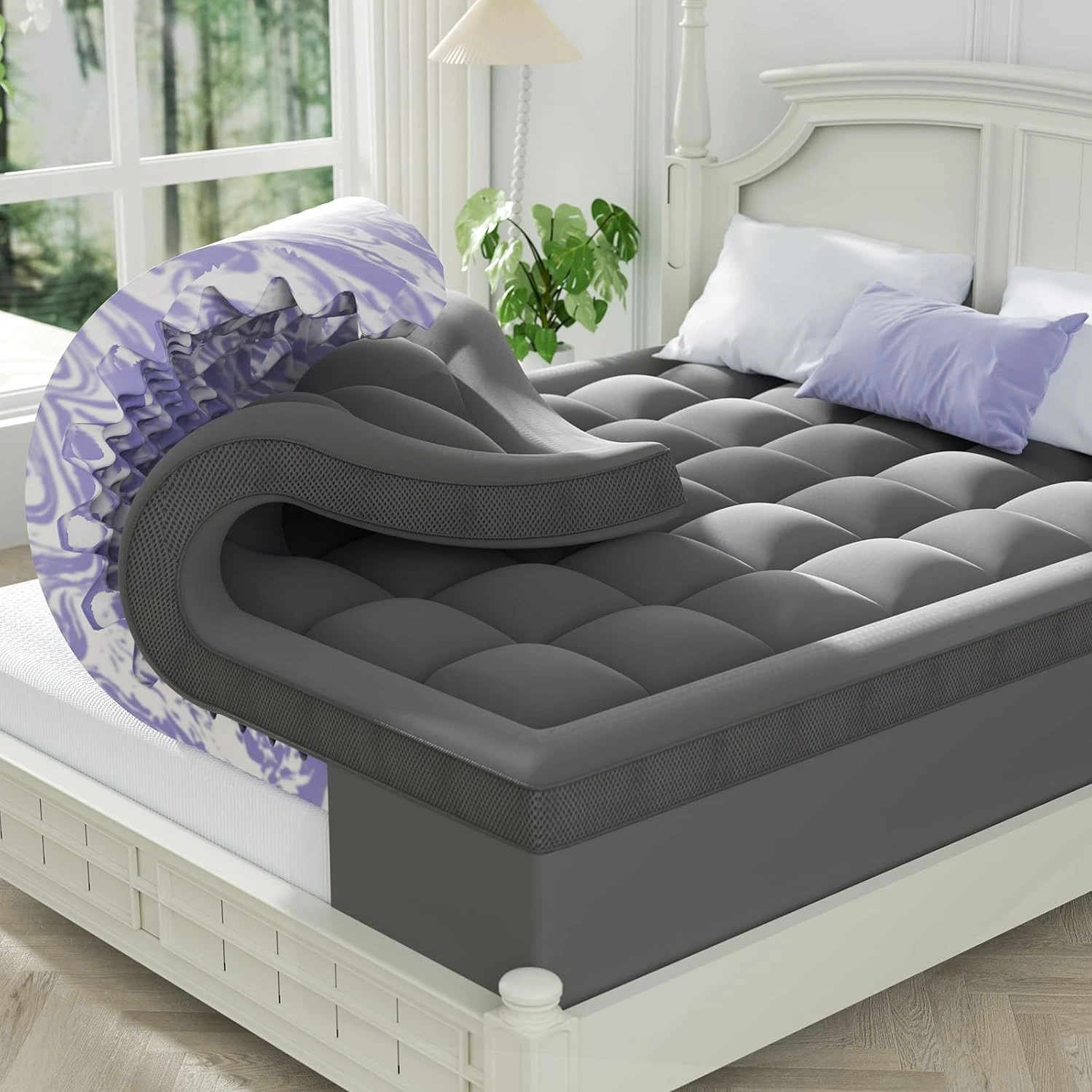 Dual Layer 4 Inch Memory Foam Mattress Topper Full - 2 Inch Gel Memory Foam