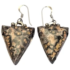 Important Ramon Dalangyawma Hopi Sterling Silver Jasper Earrings 
