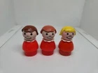 Vintage Fisher Price little people lot/3 red girls light/dark brown hair, yellow