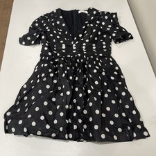 Zimmermann V Neck Mini Dress Black/Cream Dot 12