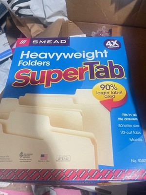 Smead SuperTab Heavyweight Folder Manila 1/3 Cut Letter 50/BX 10401(L6,L7,J3,J6)