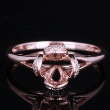 5mm Round Semi Mount Ring 925 Sterling Silver Vintage Halo Women Wedding Ring