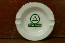 Vintage Cities Service Gas Station Glass Ceramic Ashtray - Gas Oil Man Cave