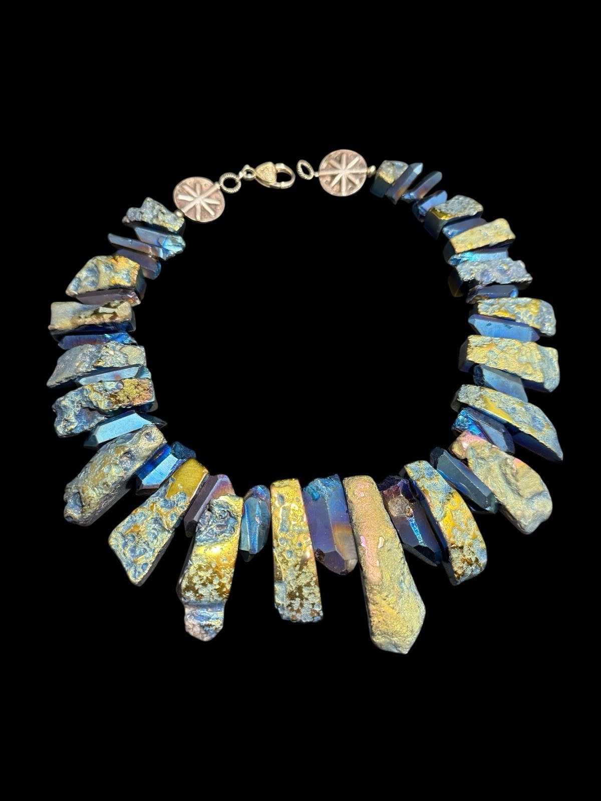 Statement Titanium Quartz Necklace with Druzy Pen… - image 1