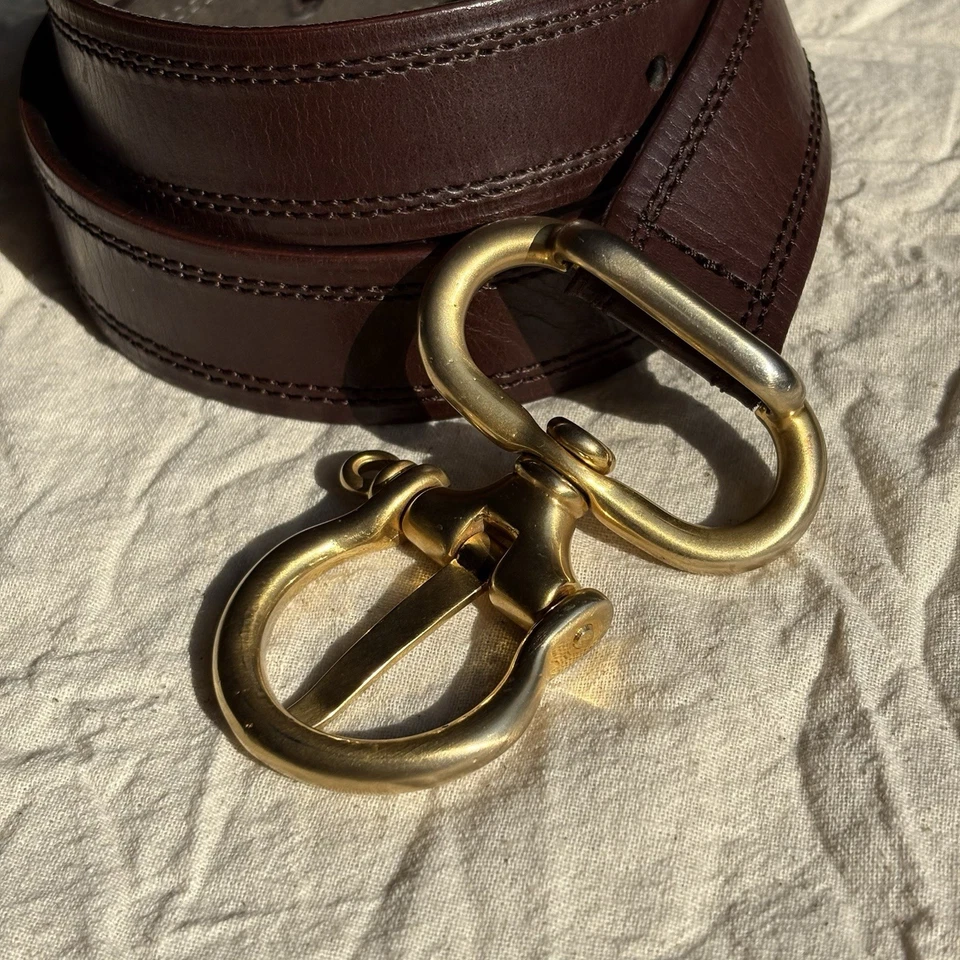 Cinturón de cuero marrón con hebilla dorada para mujer Jil Sander Foto 3 de 4