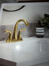 KOHLER Sundae 4 in. Centerset Bathroom Faucet in Vibrant Brushed Moderne Brass